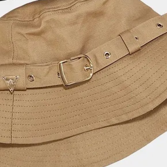 Bucket Hat W/Buckle Detail Cargo Foldable Fashion Solid Color Tan Fall Winter - Picture 4 of 7